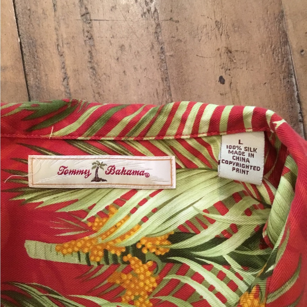 Tommy Bahama Silk Red Palm-Print Camp Shirt - Picture 3 of 3